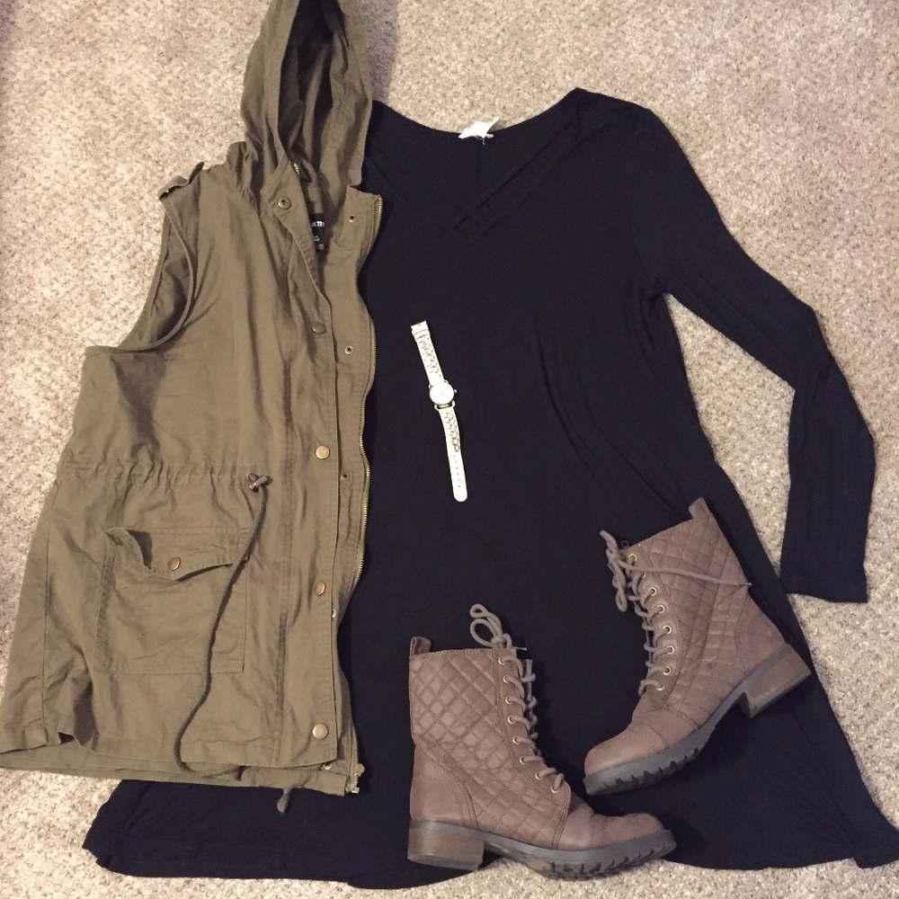 Criss Cross Long Sleeve Flowy Tee Shirt Dress